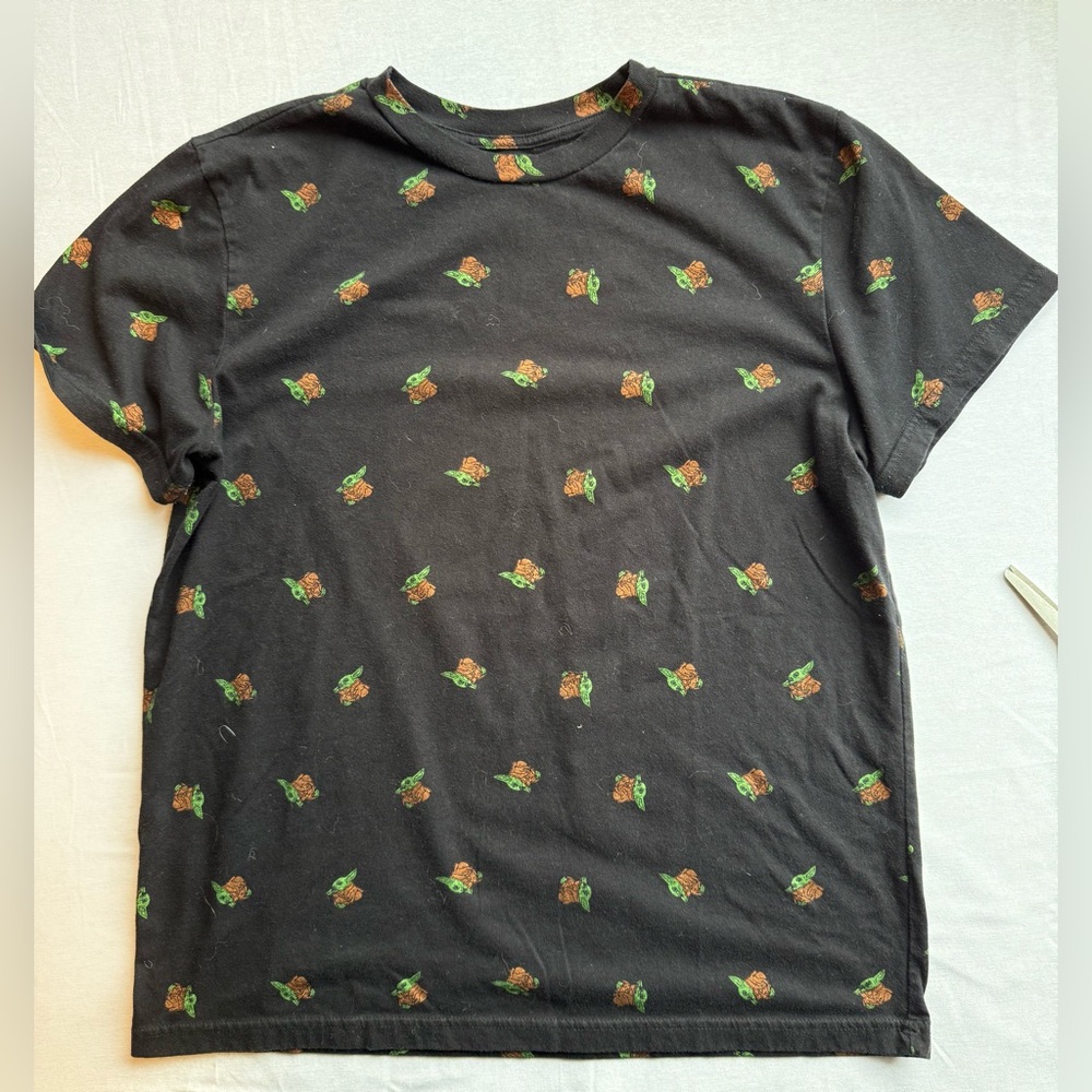 Star Wars Grogu Allover Print Black T-Shirt Size L